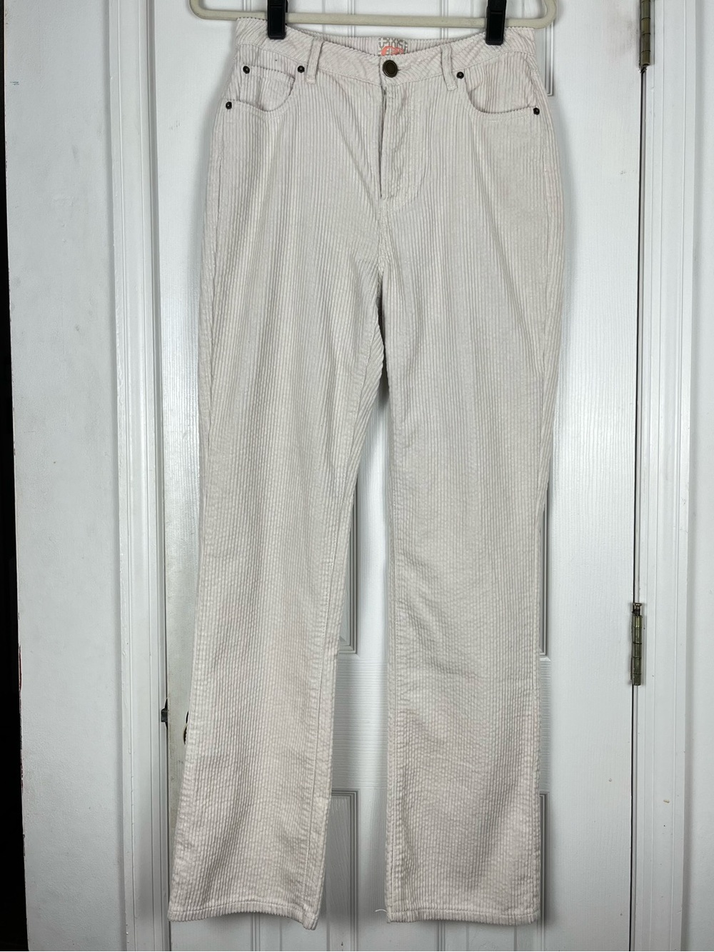 Gianni Bini GB Button Fly High Rise Relaxed Corduroy Pants Sz 9 Cream Beige